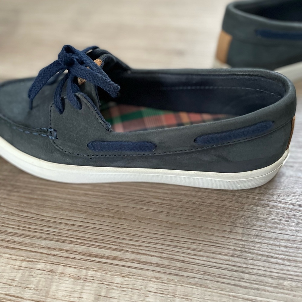 Sperry navy suede with tie and white sole boat shoe size 6 - Picture 7 of 9